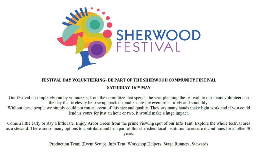 Sherwood Festival returns on 16th May