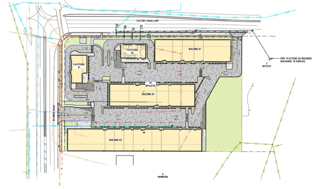 Proposed Oxley restaurant and warehouse site